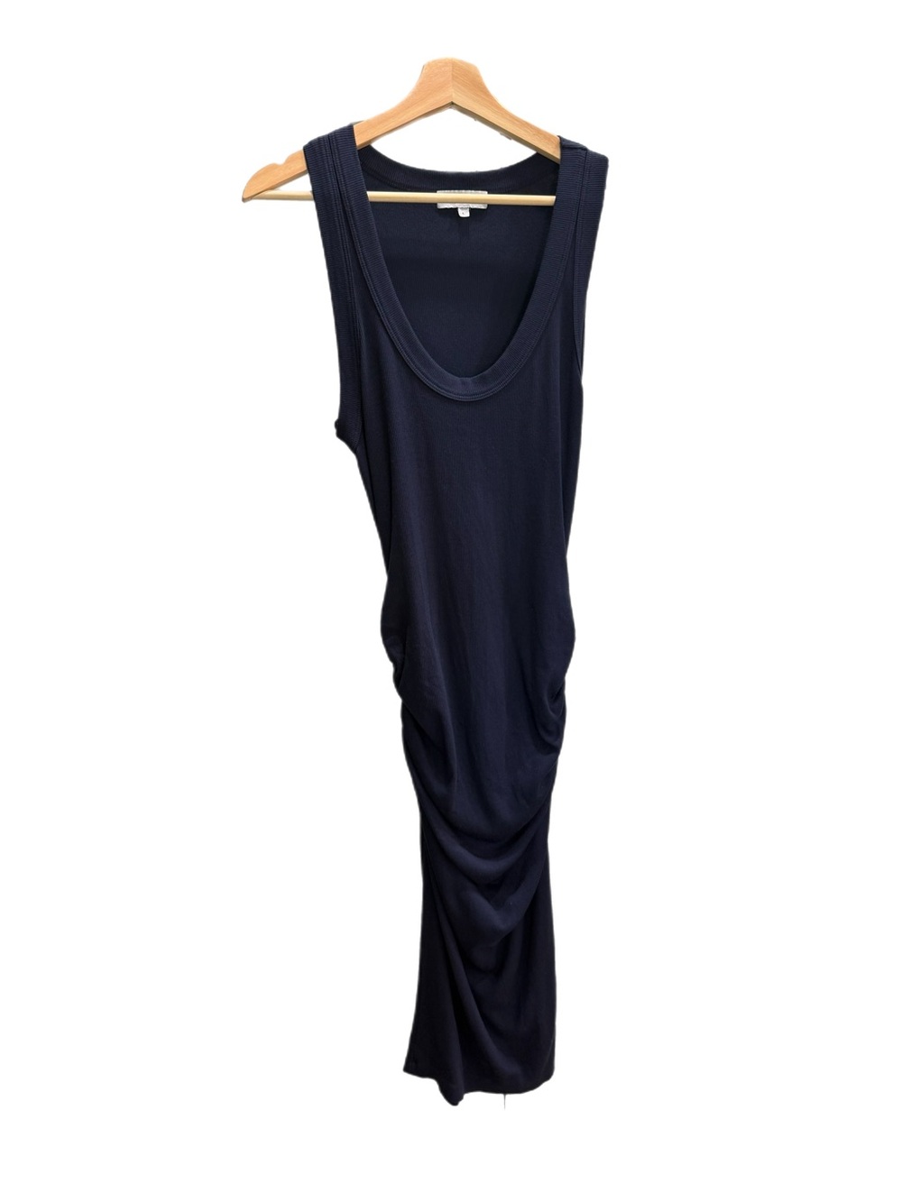 Evereve Michael Stars Navy Midi Ruched/Ribbed Tank Dress L
